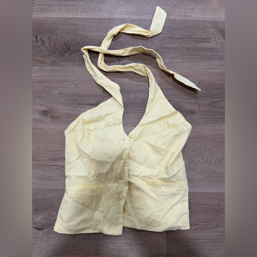 Emory Park Light Yellow Buttoned Top